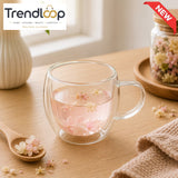 DOUBLE WALL SAKURA GLASS TEA MUG -250ML