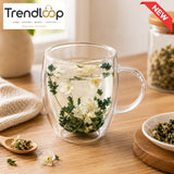 DOUBLE WALL BLOOMING TEA GLASS MUG - 350ML