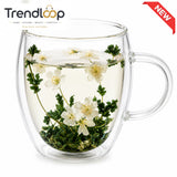 DOUBLE WALL BLOOMING TEA GLASS MUG - 350ML
