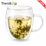 DOUBLE WALL GLASS JASMINE TEA MUG - (350ML) - GREEN