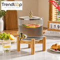 ROUND RIBBED GLASS BEVERAGE DISPENSER WITH BAMBOO STAND & GOLD FAUCET - 4.2 LITER