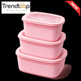 PLASTIC FOOD STORAGE CONTAINER SET WITH TRANSPORT LID - 3 PIECE SET