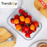 GLASS FOOD STORAGE CONTAINERS WITH NATURAL BAMBOO LIDS-3 PIECE