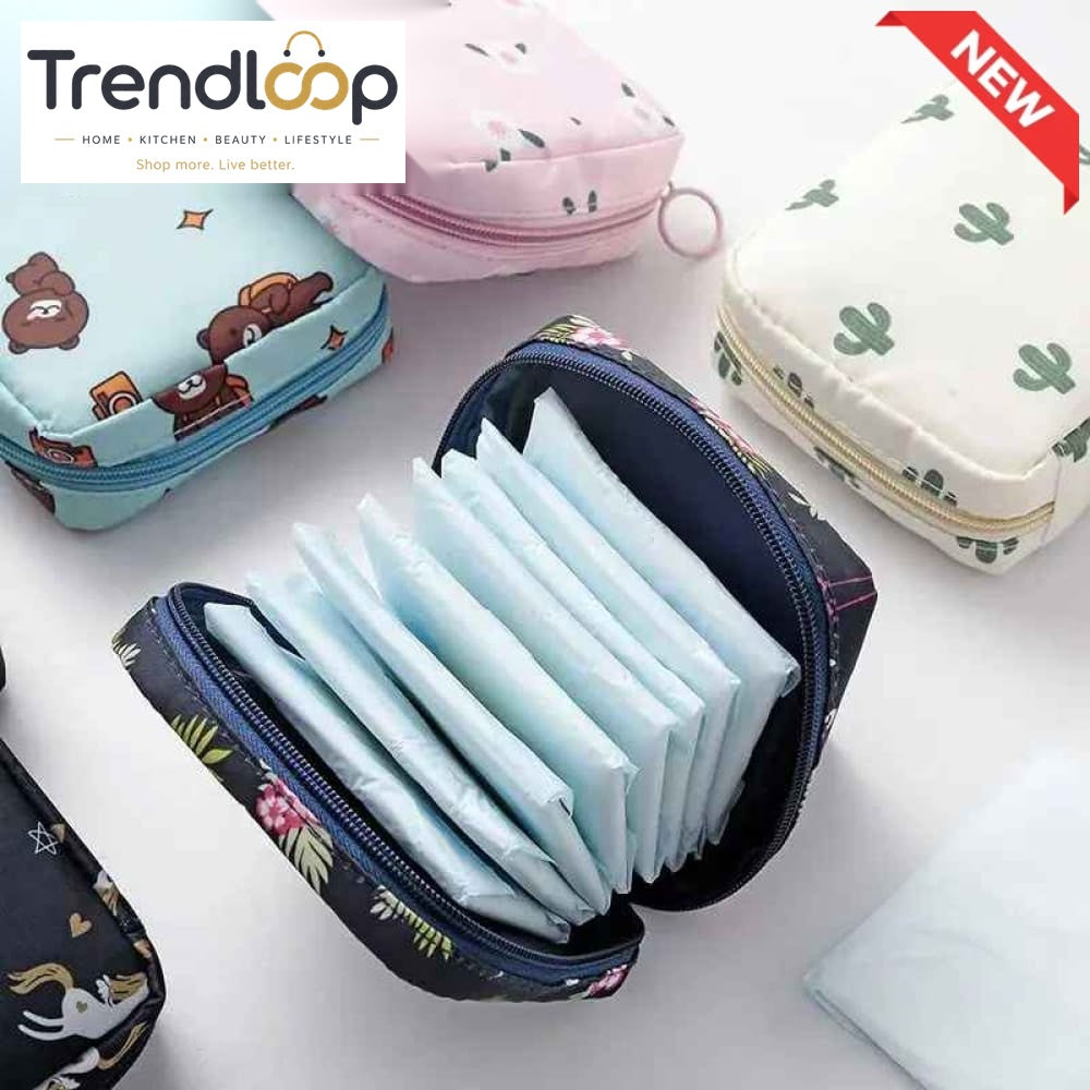 PORTABLE SANITARY PAD STORAGE BAG / MINI MAKEUP & HYGIENE POUCH