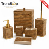 MODERN TEXTURED CERAMIC BATHROOM ACCESSORIES SET – 6 PIECES