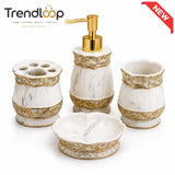 LUXURY MARBLE CERAMIC BATHROOM ACCESSORIES SET – 4 PIECES