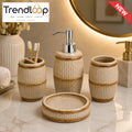 RUSTIC BEIGE CERAMIC BATHROOM ACCESSORIES SET – 4 PIECES