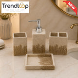 MODERN BEIGE CERAMIC BATHROOM ACCESSORIES SET – 4 PIECES