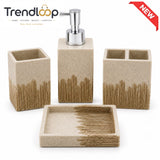 MODERN BEIGE CERAMIC BATHROOM ACCESSORIES SET – 4 PIECES