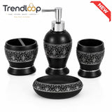 LUXURY BLACK ORNATE BATHROOM ACCESSORIES SET – 4 PIECES