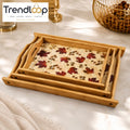 LUXEWOOD 3-PIECE RECTANGULAR WOODEN SERVING TRAY SET - AUTUMN MAPLE
