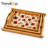 LUXEWOOD 3-PIECE RECTANGULAR WOODEN SERVING TRAY SET - AUTUMN MAPLE