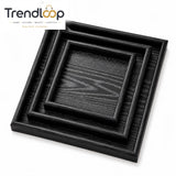 LUXEWOOD 3-PIECE WOODEN SERVING TRAY SET - BLACK WOOD