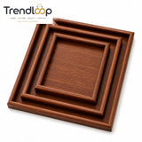 LUXEWOOD 3-PIECE WOODEN SERVING TRAY SET - MAHOGANY WOOD