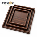 LUXEWOOD 3-PIECE WOODEN SERVING TRAY SET - DARK WALNUT