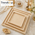 LUXEWOOD 3-PIECE WOODEN SERVING TRAY SET - BEIGE WOOD