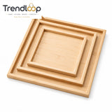 LUXEWOOD 3-PIECE WOODEN SERVING TRAY SET - BEIGE WOOD