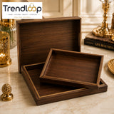 LUXEWOOD PREMIUM 3-PIECE RECTANGULAR WOODEN SERVING TRAY SET