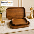CLASSIC WALNUT WOOD SERVING TRAY SET – 3 PIECES
