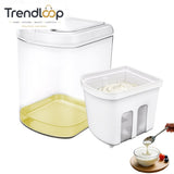GREEK YOGURT MAKER & FILTER SIEVE – WHEY SEPARATOR & CHEESE MOISTURE STRAINER KITCHEN TOOL 1500ML - ROUNDED SQUARE