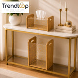 LUXURY BAMBOO & GOLD FLAKE ACRYLIC TISSUE BOX WITH MATCHING DUSTBIN SET