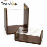 MODERN ACRYLIC & WOODEN TISSUE BOX WITH MATCHING DUSTBIN SET