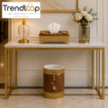 LUXURY GOLDEN DECORATIVE TISSUE BOX & DUSTBIN SET - BROWN & GOLDEN