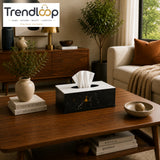 LUXURY MODERN ACRYLIC TISSUE BOX HOLDER - MARBLE BLACK