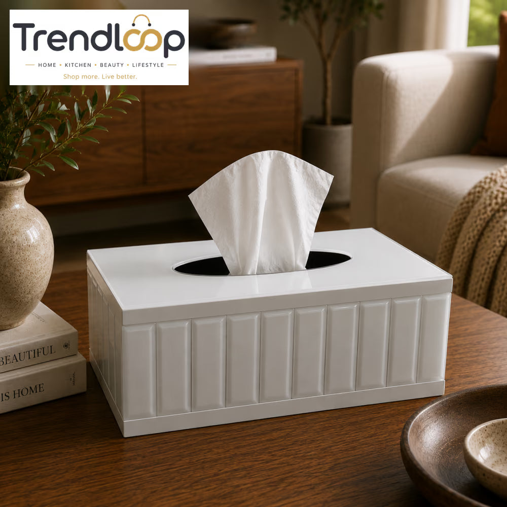 LUXURY MODERN ACRYLIC TISSUE BOX HOLDER - WHITE
