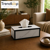 LUXURY MODERN ACRYLIC TISSUE BOX HOLDER - WHITE & CHARCOAL