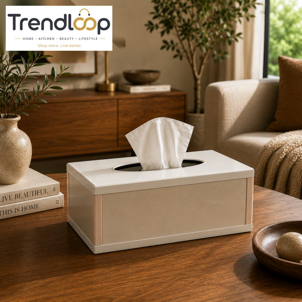 LUXURY MODERN ACRYLIC TISSUE BOX HOLDER - BEIGE