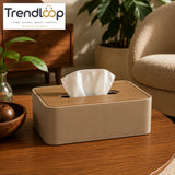 PREMIUM LEATHER & WOOD TISSUE BOX HOLDER - SKIN