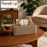 PREMIUM LEATHER & WOOD TISSUE BOX HOLDER - SKIN