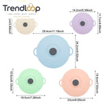 MULTI-SIZE REUSABLE SILICONE POT LID COVER SET – 5 PIECES FOOD FRESHNESS SEALING COVERS