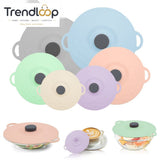 MULTI-SIZE REUSABLE SILICONE POT LID COVER SET – 5 PIECES FOOD FRESHNESS SEALING COVERS
