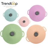 MULTI-SIZE REUSABLE SILICONE POT LID COVER SET – 5 PIECES FOOD FRESHNESS SEALING COVERS