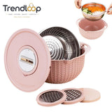 MULTIFUNCTIONAL STAINLESS STEEL STRAINER & DRAIN BASKET BOWL SET
