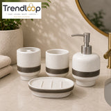 LUXURY SPECKLED CERAMIC 4-PIECE BATHROOM ACCESSORY SET