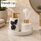 LUXURY CERAMIC SOAP DISPENSER & REED DIFFUSER SET WITH SERVING TRAY