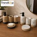 MODERN RIBBED CERAMIC BATHROOM ORGANIZER SET