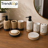 MODERN RIBBED CERAMIC BATHROOM ORGANIZER SET