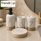 MODERN RIBBED CERAMIC BATHROOM ORGANIZER SET