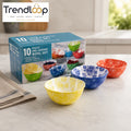 DANNY HOME 10-PIECE JAPANESE STYLE PORCELAIN DINNER BOWL SET 4.75" ASSORTED DESIGNS SE-019