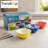 DANNY HOME 10-PIECE JAPANESE STYLE PORCELAIN DINNER BOWL SET 4.75" ASSORTED DESIGNS SE-019