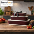DANNY HOME 3-PIECE RECTANGULAR PORCELAIN BAKEWARE SET WITH HANDLES 19CM + 26CM + 31CM KW3T-1