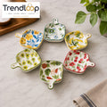 DANNY HOME 7.5" FLORAL PORCELAIN MINI BAKING DISH WITH HANDLE OVEN-TO-TABLE BAKEWARE FF02
