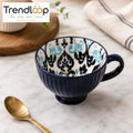 DANNY HOME SANTORINI 355ML PORCELAIN ART COFFEE MUG WITH BLUE MEDITERRANEAN PATTERN DHMUG-E-24