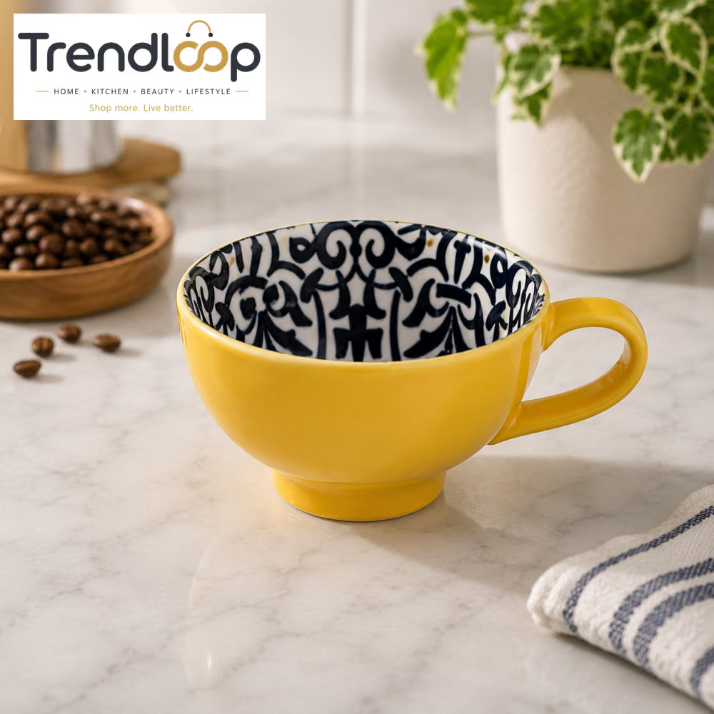 DANNY HOME 355ML SEINE CERAMIC COFFEE MUG WITH ARTISTIC BLACK & WHITE INTERIOR DESIGN DHMUG-07C
