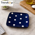 DANNY HOME 8" SQUARE PORCELAIN DINNER PLATE BLUE POLKA DOT DESIGN CZT06-03