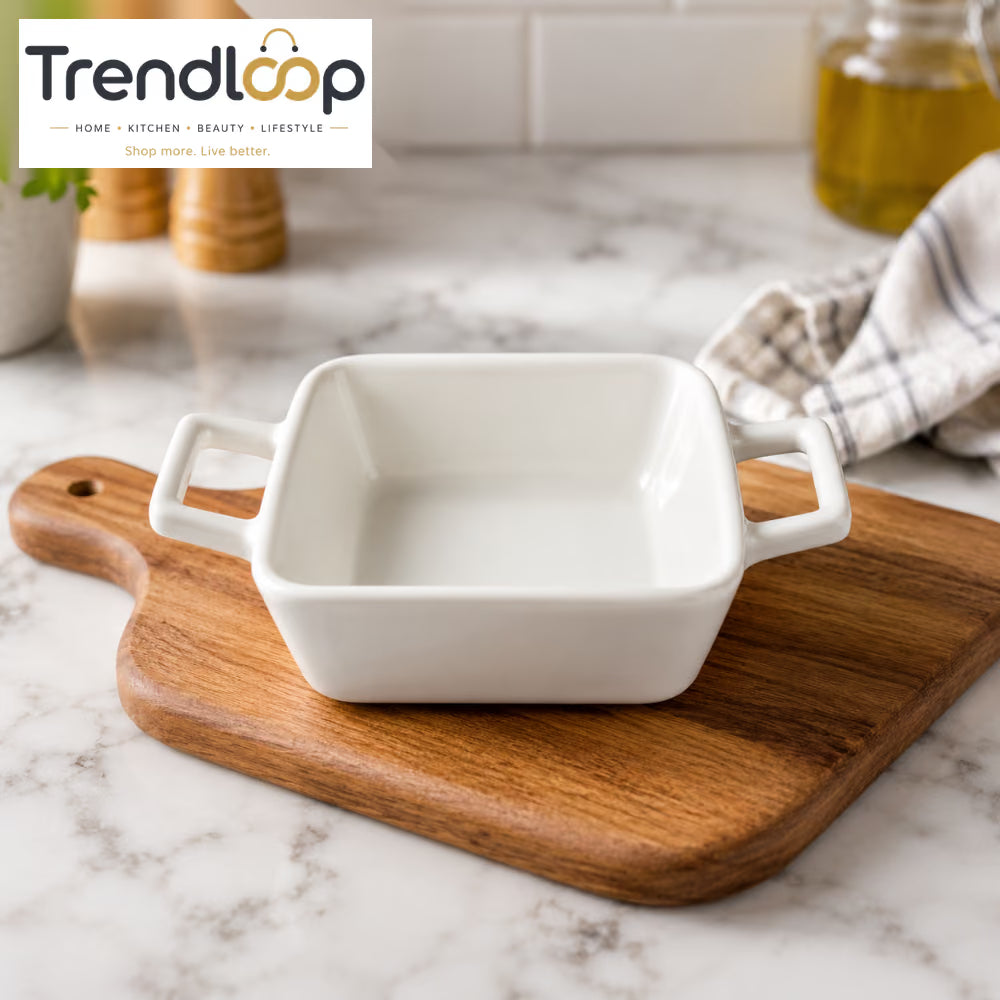 DANNY HOME 4.25" PORCELAIN SQUARE DISH WITH HANDLES – BW26-60